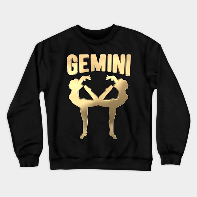 Gold Zodiac Sign Gemini Born in June Gift Crewneck Sweatshirt by HappyGiftArt